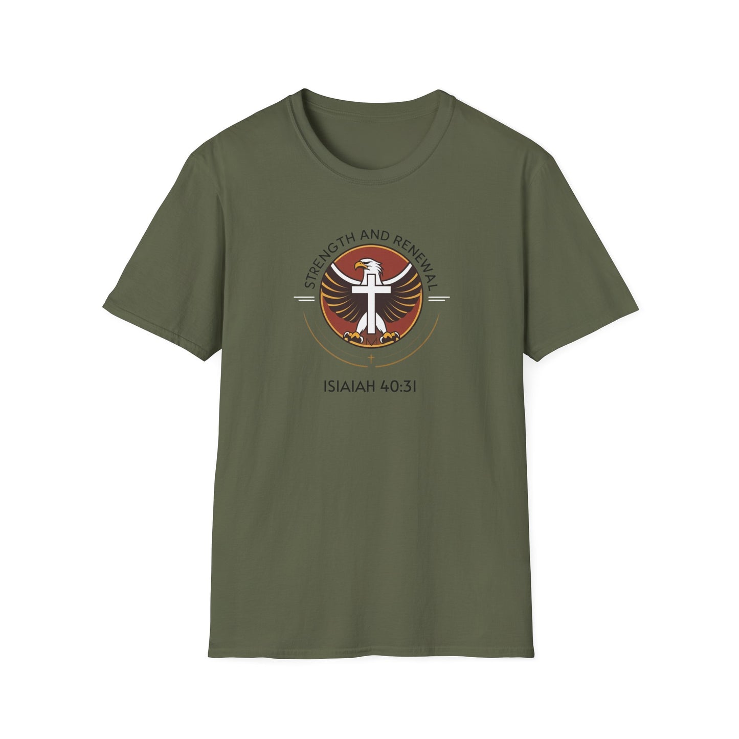 Eagle Strength Softstyle T-Shirt with Isaiah 40:31 Verse - Christian Apparel
