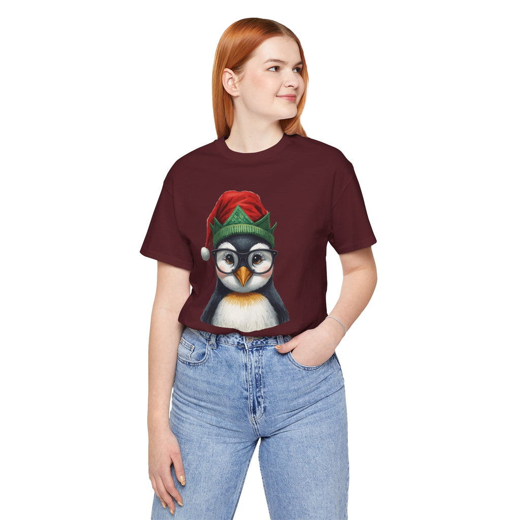 Penguin with Glasses Christmas Tee — Cute Holiday Penguin Shirt