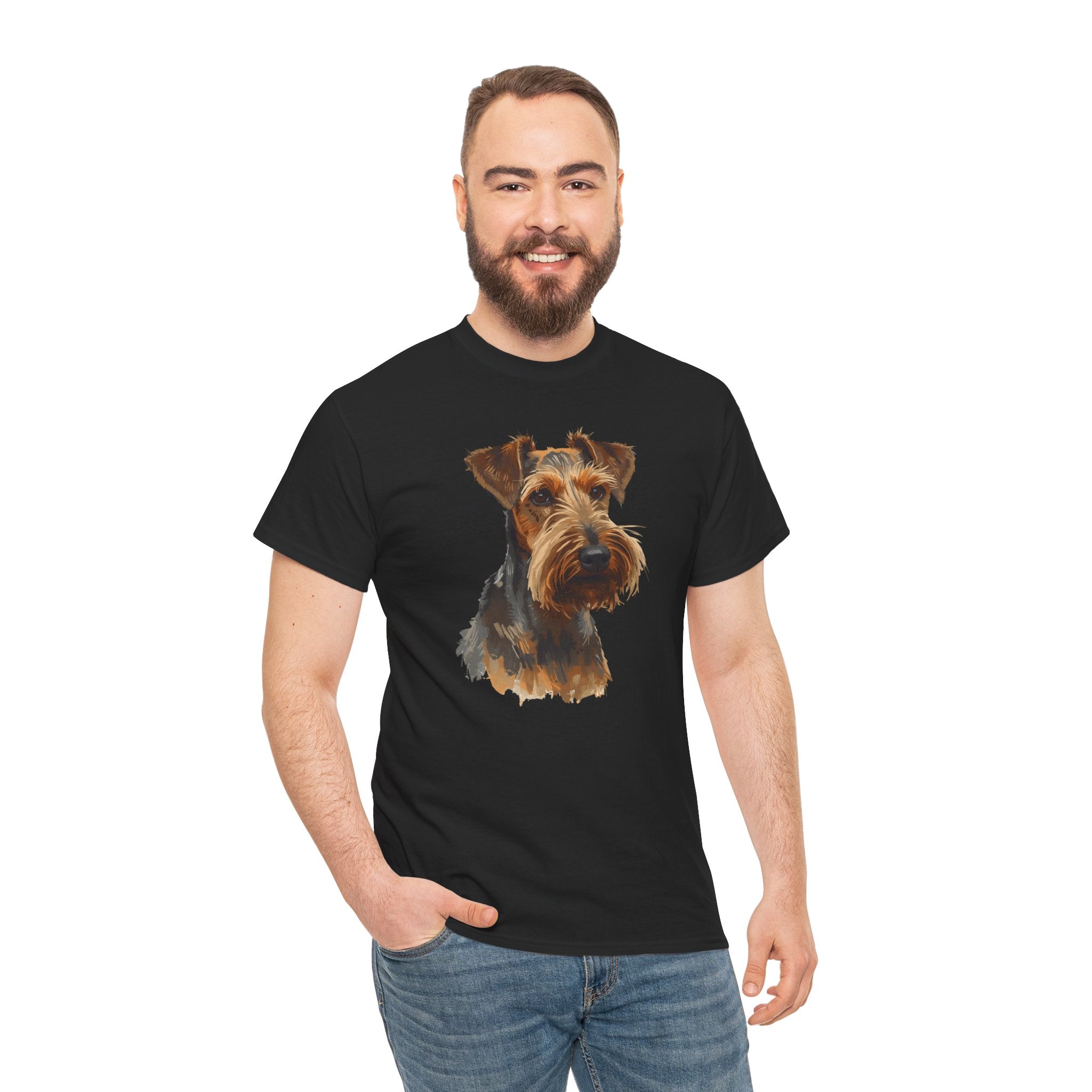 Airedale Terrier Portrait T‑Shirt – Realistic Dog Face Tee for Airedale Lovers