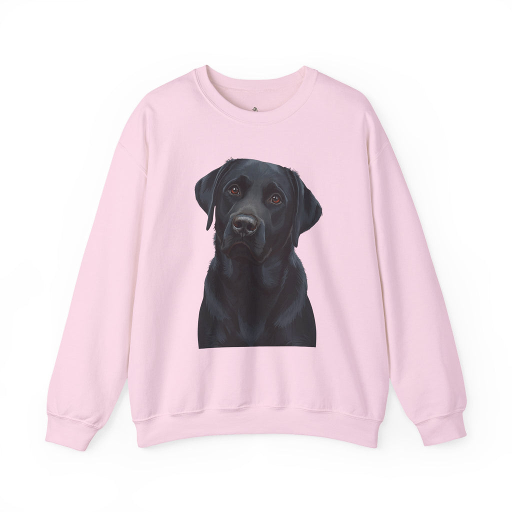 Black Labrador Portrait Crewneck Sweatshirt — Realistic Dog Print for Dog Lovers