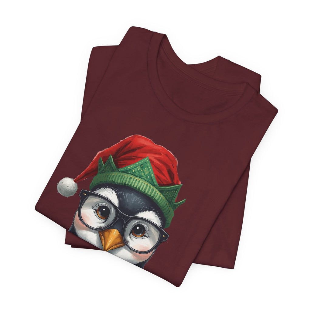 Penguin with Glasses Christmas Tee — Cute Holiday Penguin Shirt