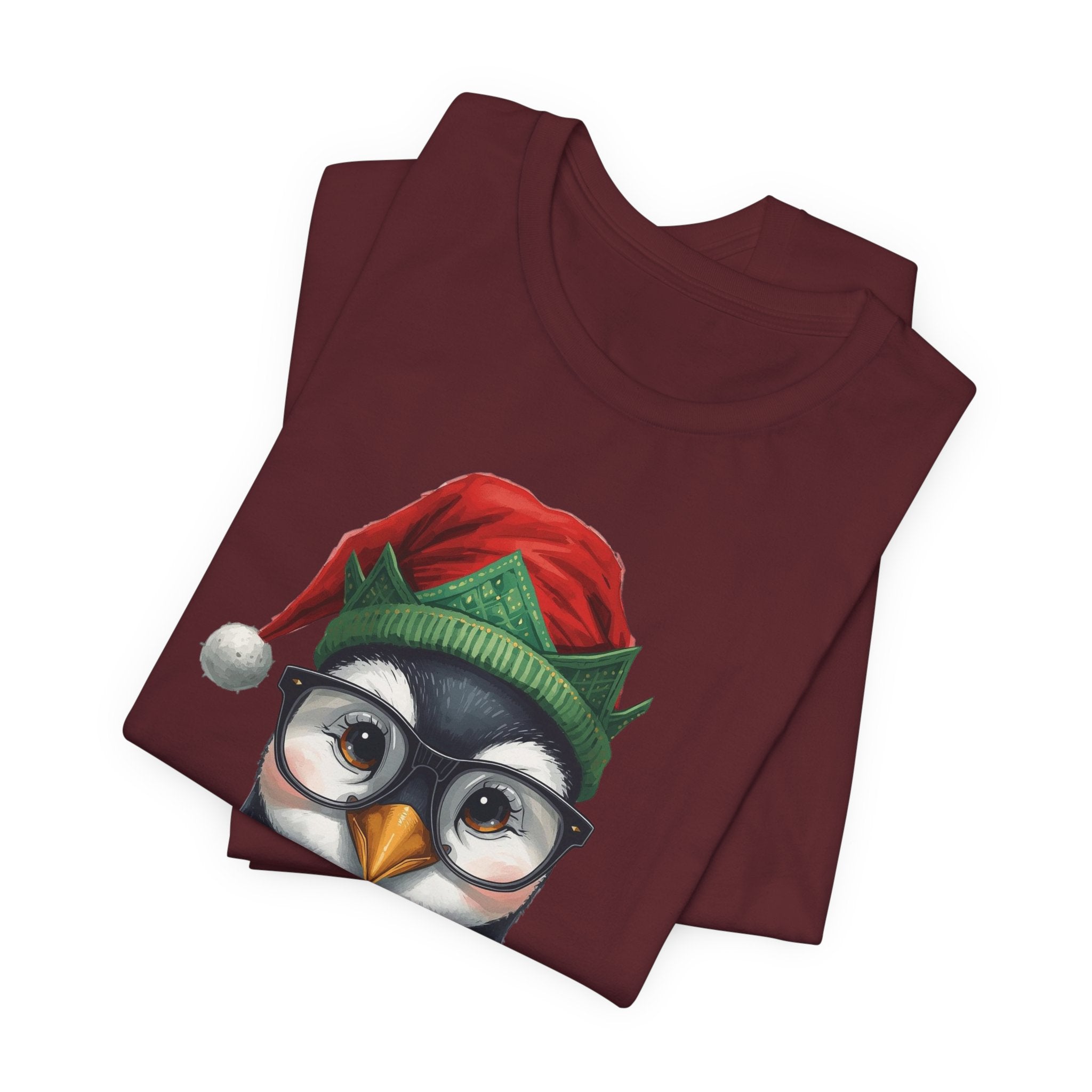 Penguin with Glasses Christmas Tee — Cute Holiday Penguin Shirt