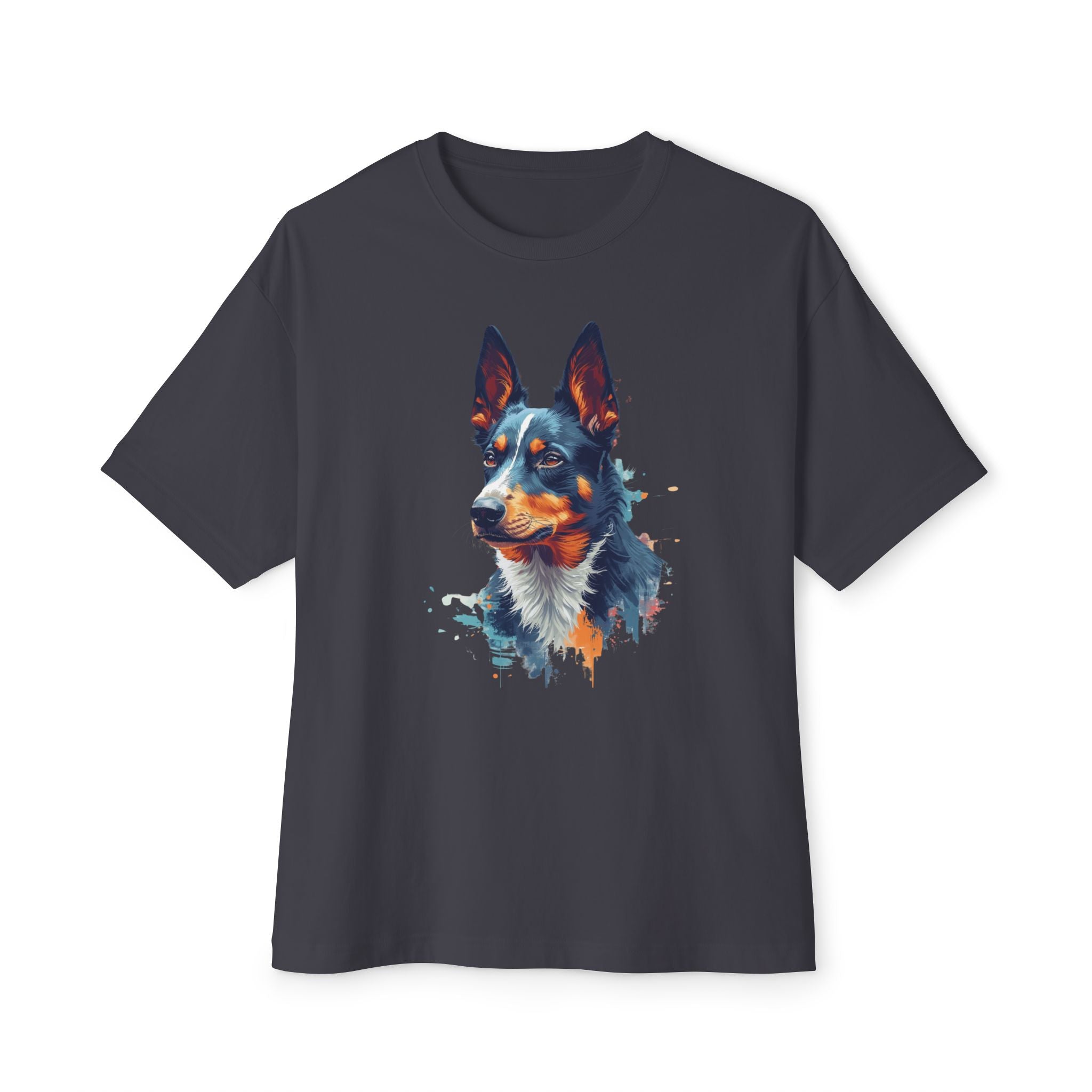 Australian Kelpie Watercolor Tee — Dog Lover Oversized Boxy Shirt