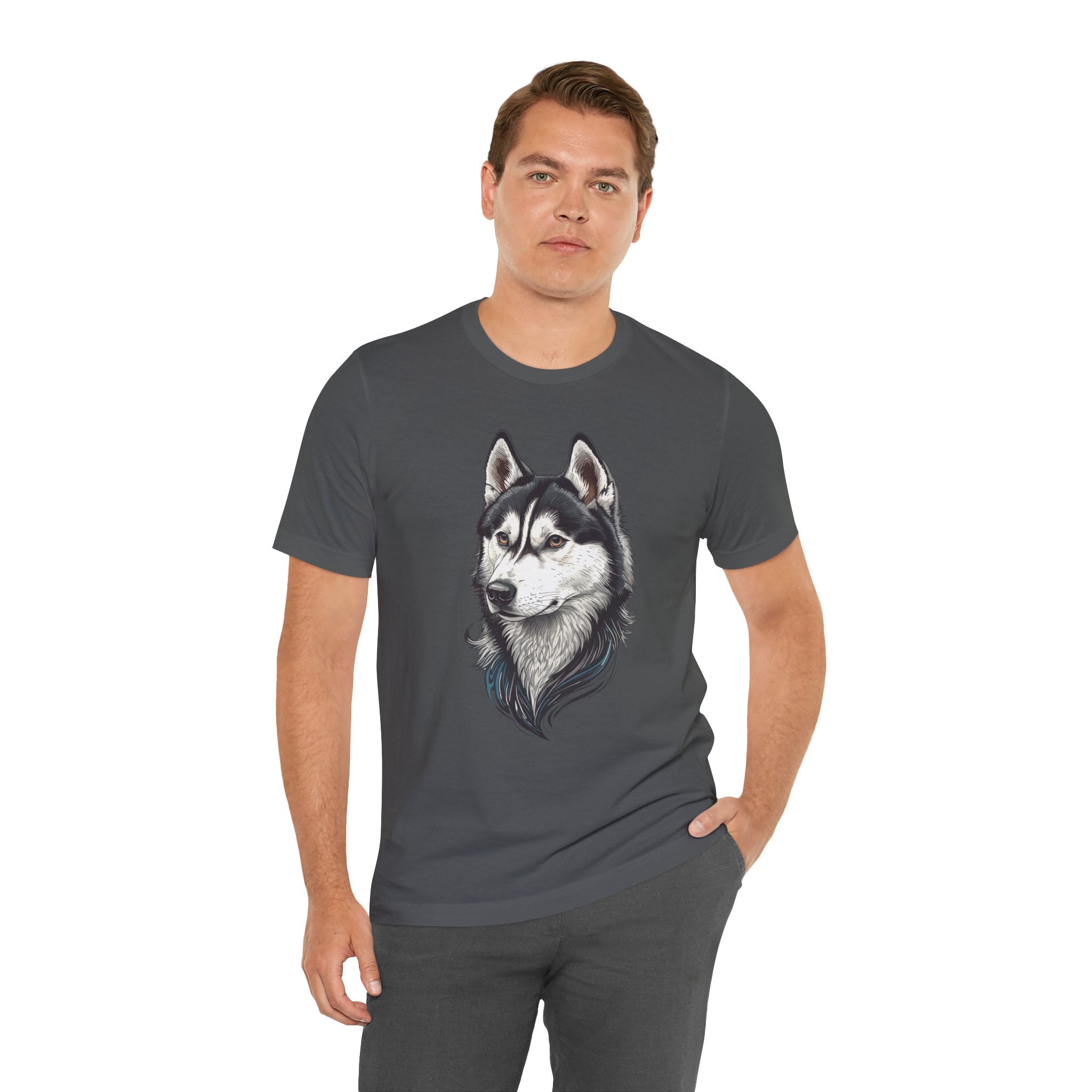 Husky Portrait T-Shirt — Realistic Siberian Husky Dog Tee