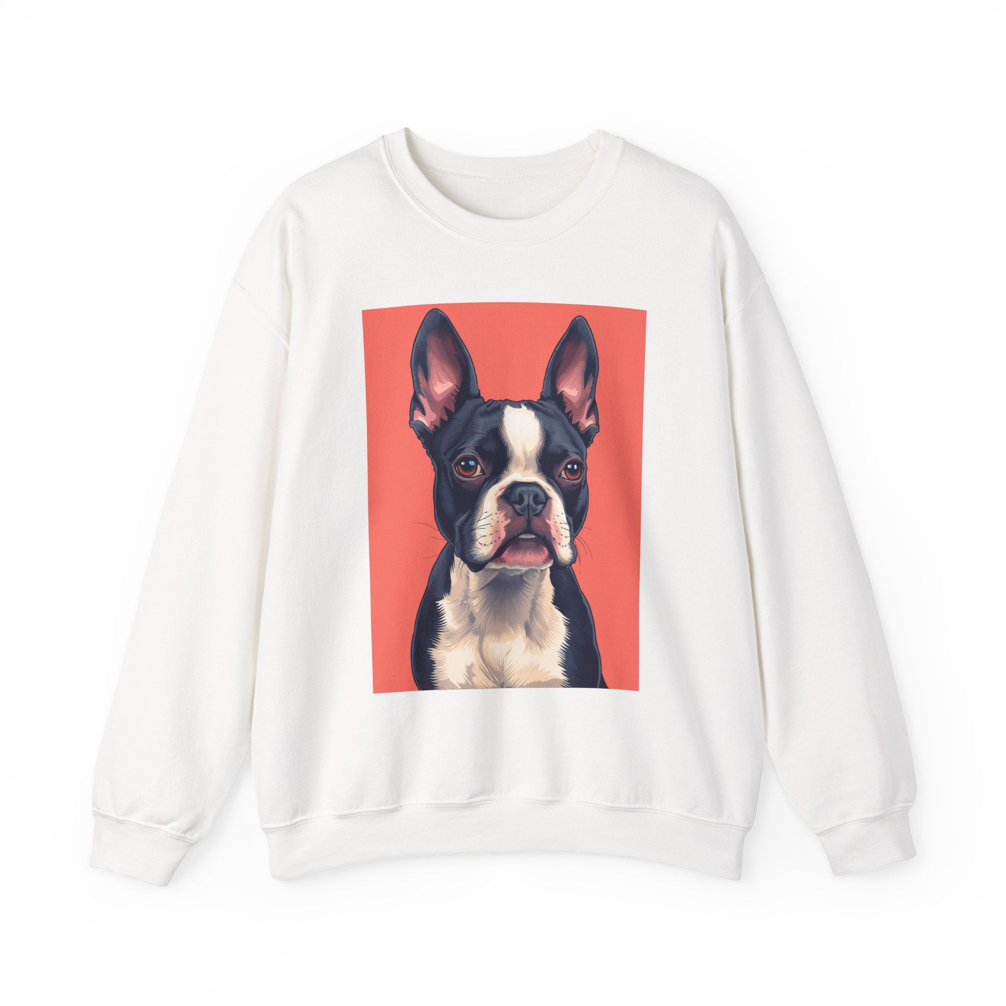 Boston Terrier Portrait Crewneck Sweatshirt — Cute Dog Graphic Pullover