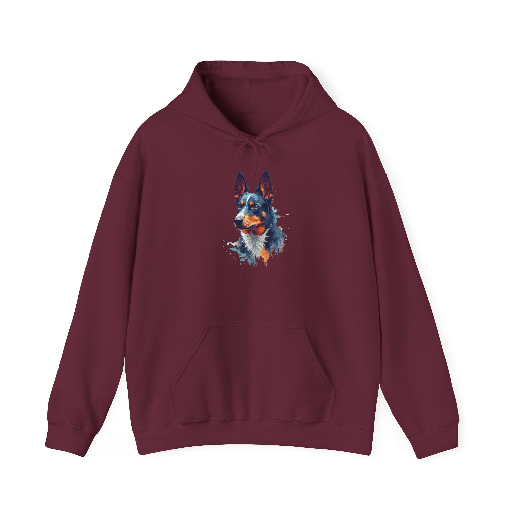 Australian Kelpie Watercolor Hoodie — Artistic Dog Portrait Pullover