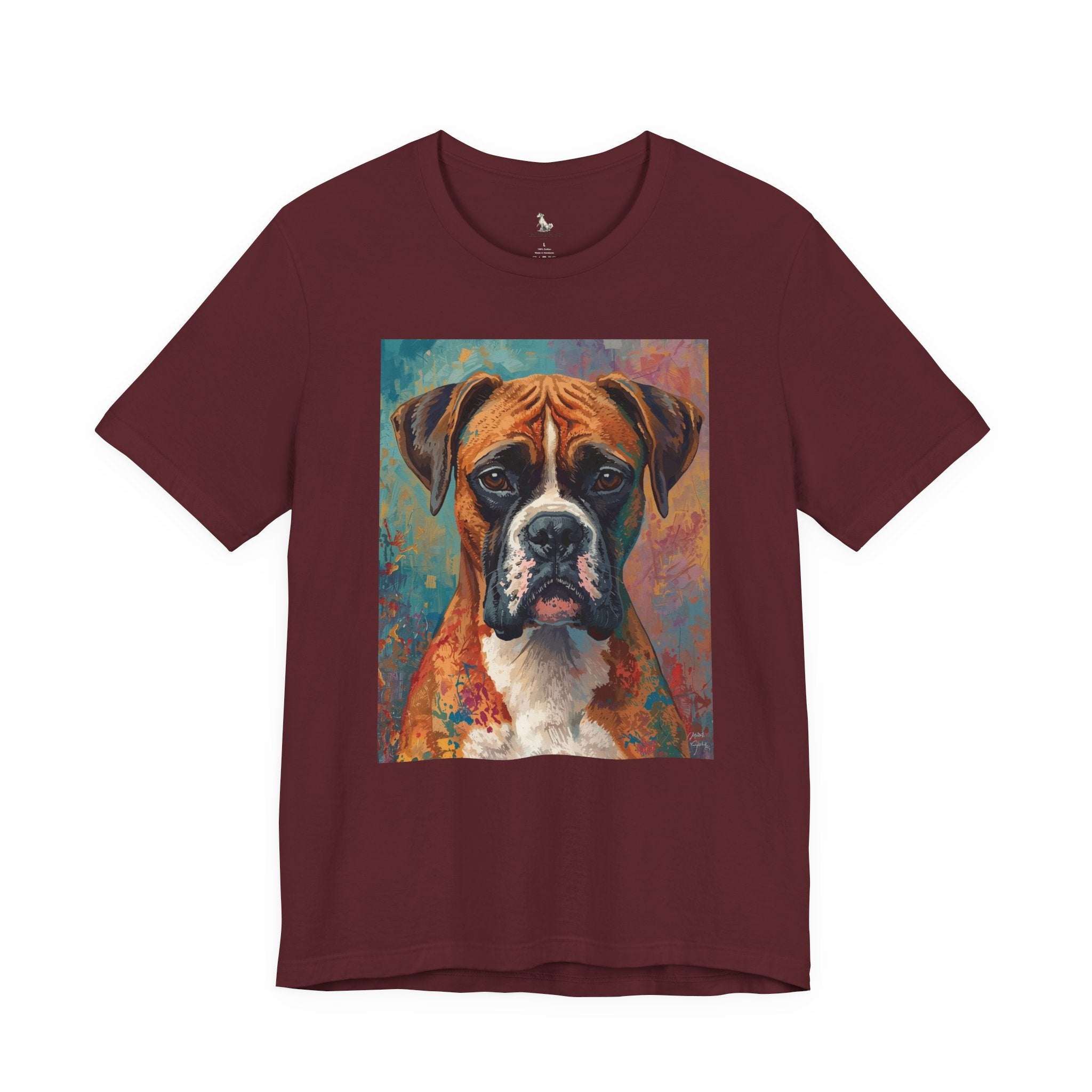 Boxer Dog Portrait T-Shirt — Colorful Painterly Canine Tee