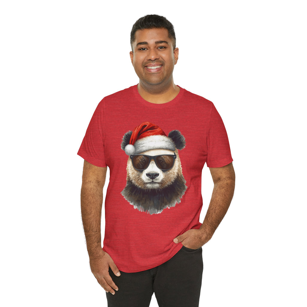 Panda With Santa Hat T-Shirt – Cool Sunglasses Holiday Tee