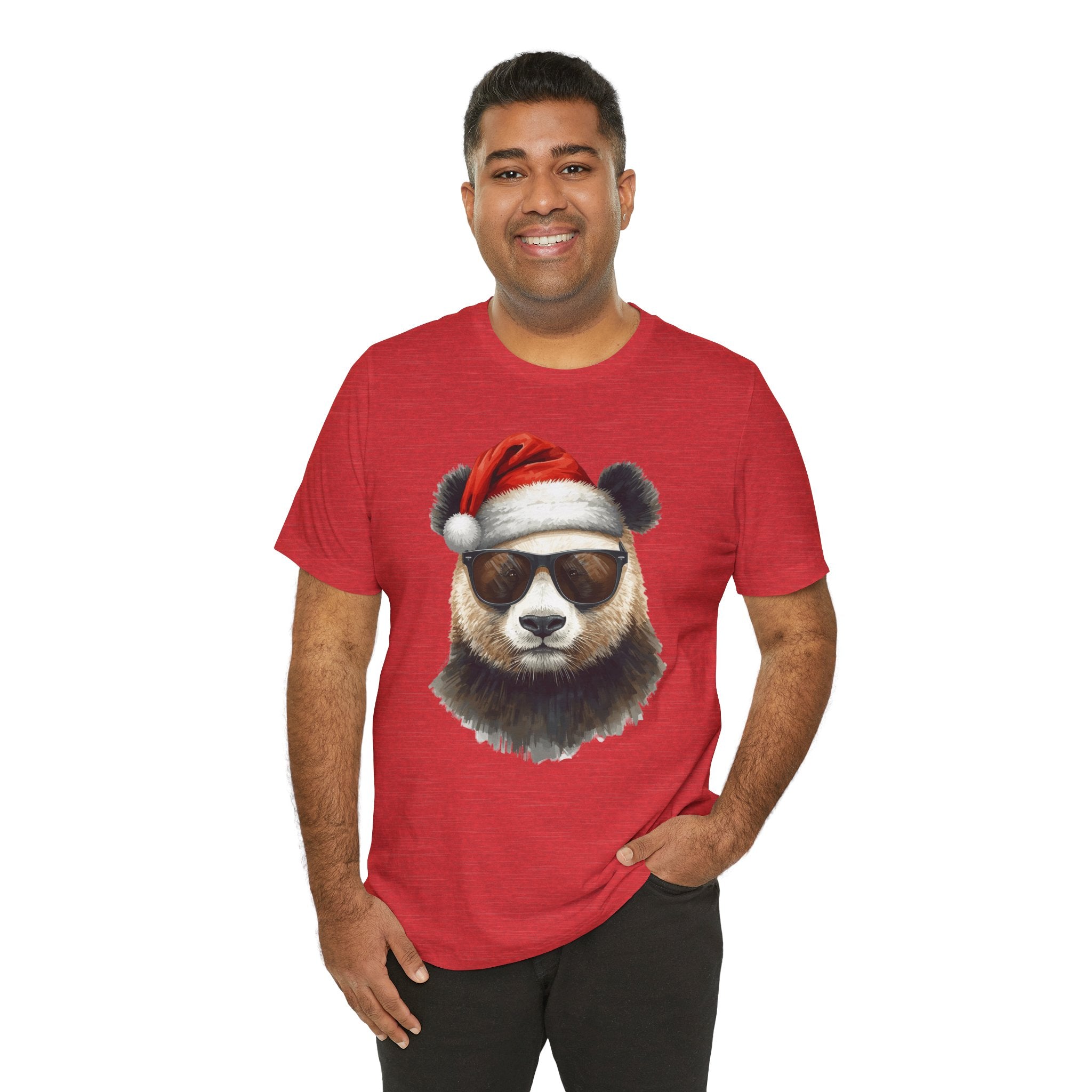 Panda With Santa Hat T-Shirt – Cool Sunglasses Holiday Tee