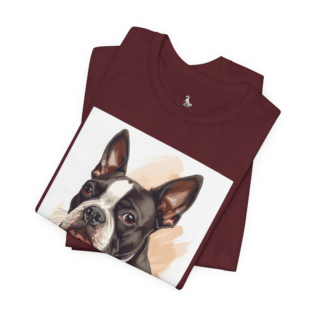Boston Terrier Portrait T-Shirt — Watercolor Dog Lover Tee