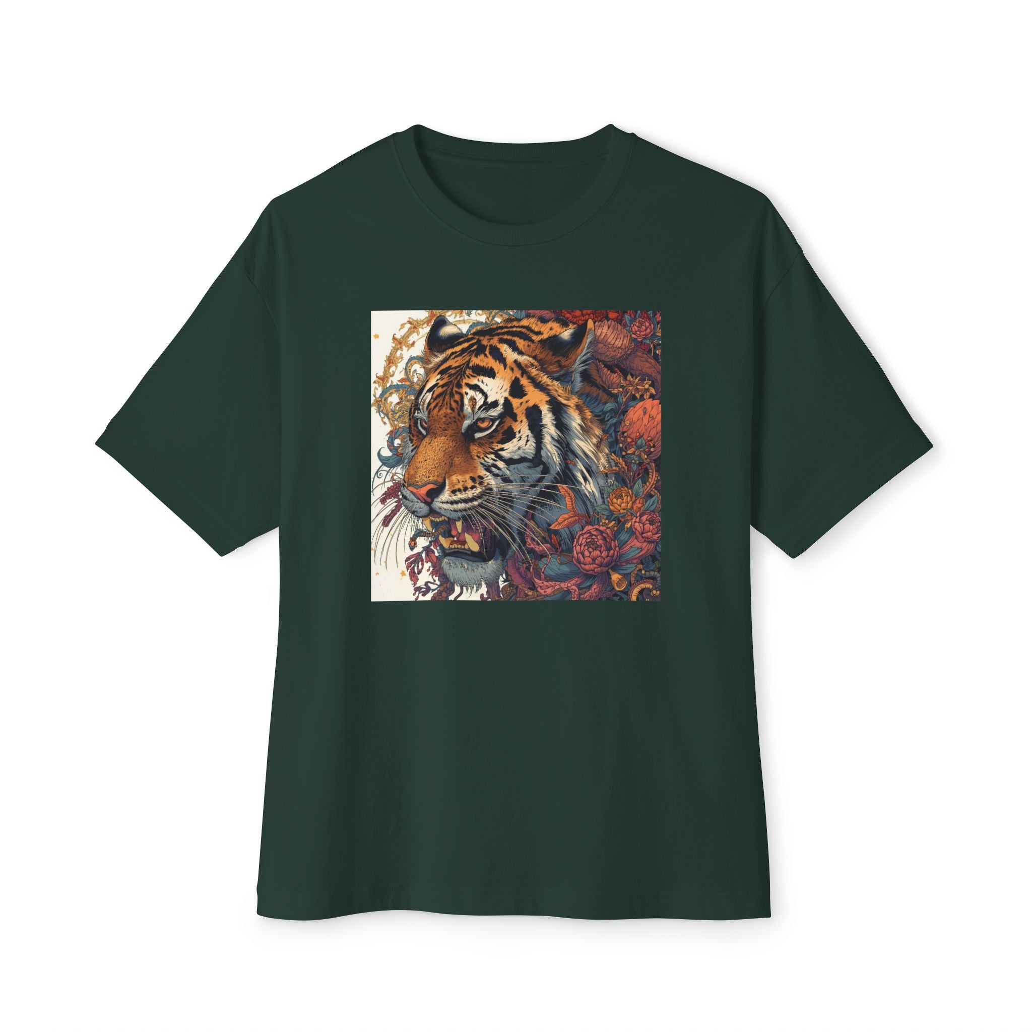 Tiger Floral Graphic Tee — Vintage Botanical Big Cat T-Shirt
