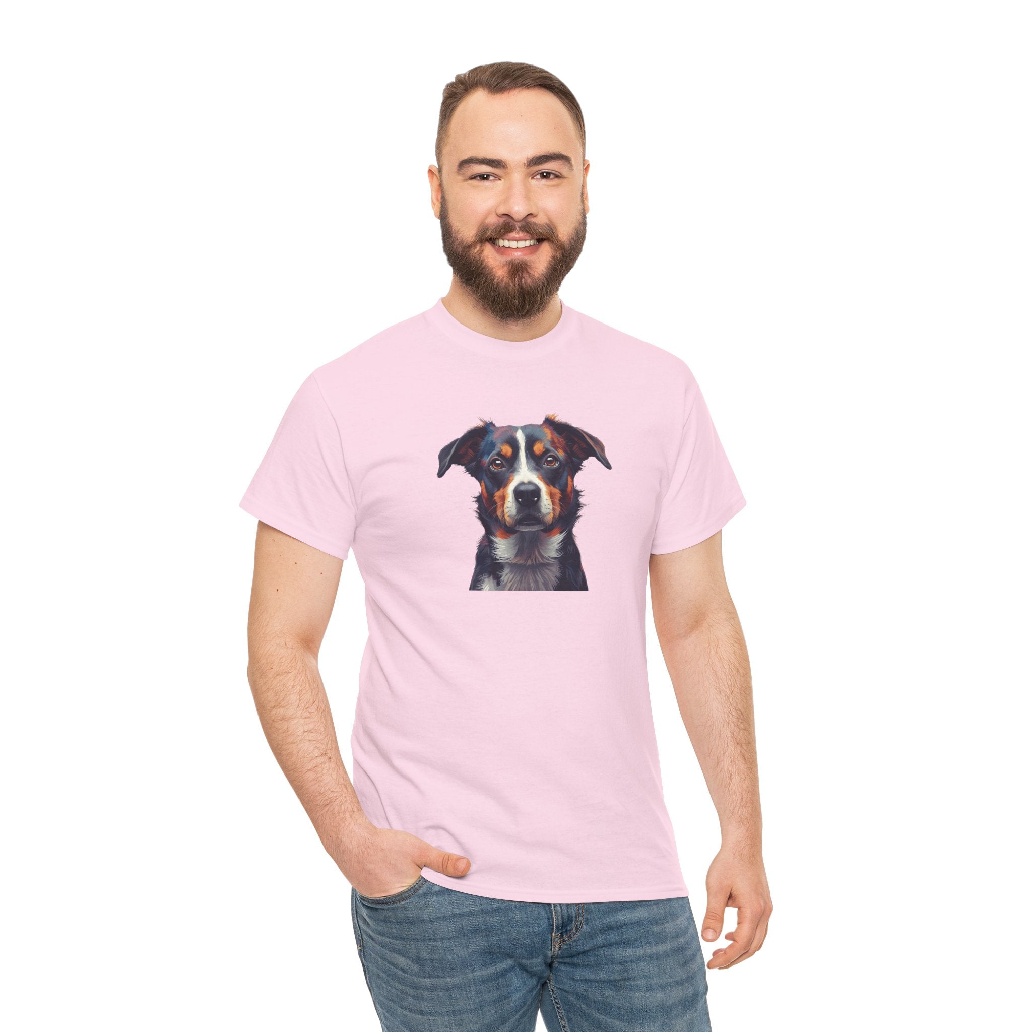 Australian Shepherd Portrait T-Shirt — Realistic Dog Face Tee for Dog Lovers
