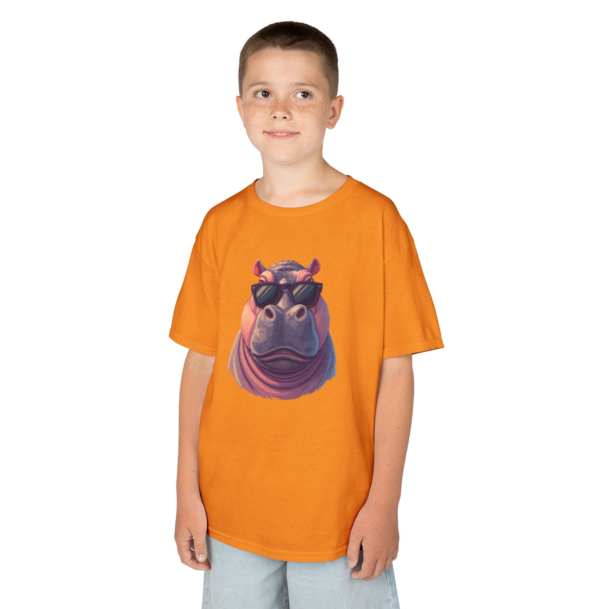Kids Hippo Sunglasses T‑Shirt — Cool Cartoon Animal Tee for Boys & Girls