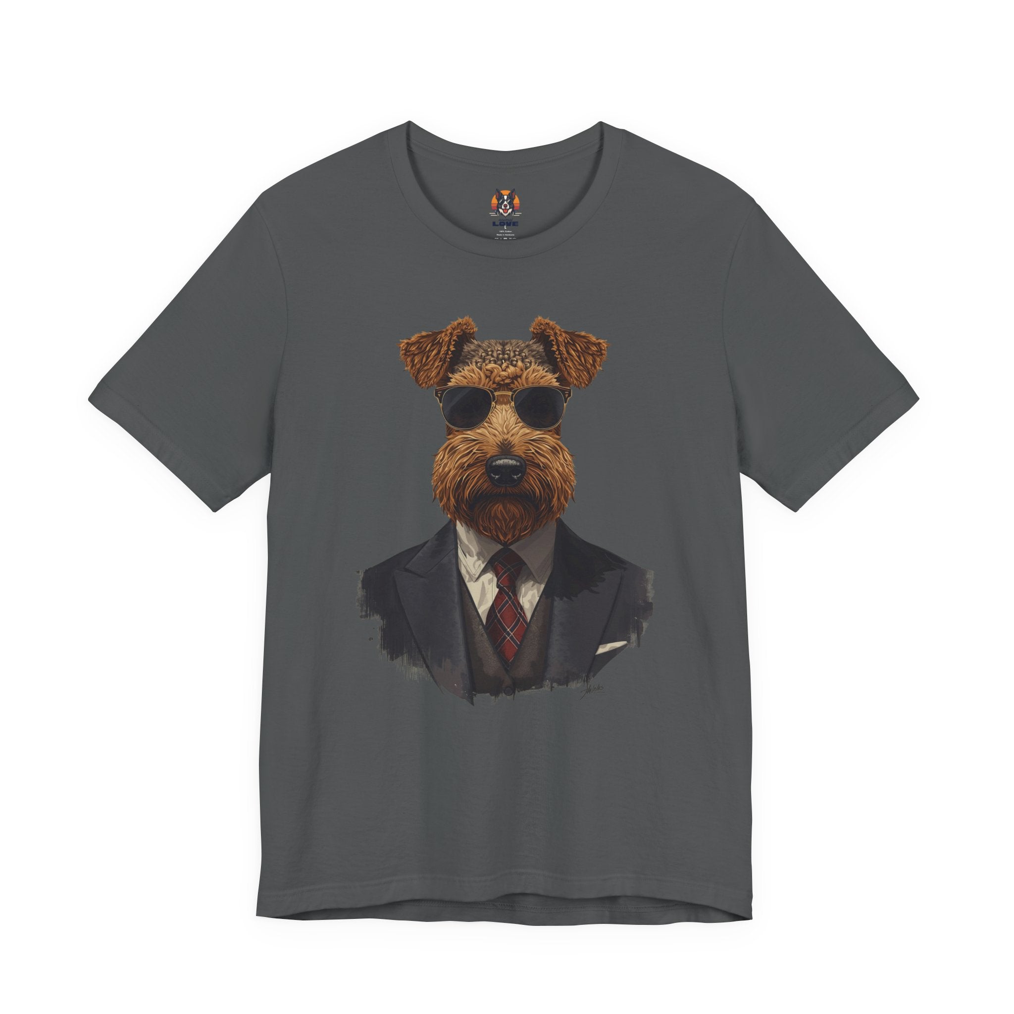 Airedale Gentleman T‑Shirt — Dog in Suit Graphic Tee
