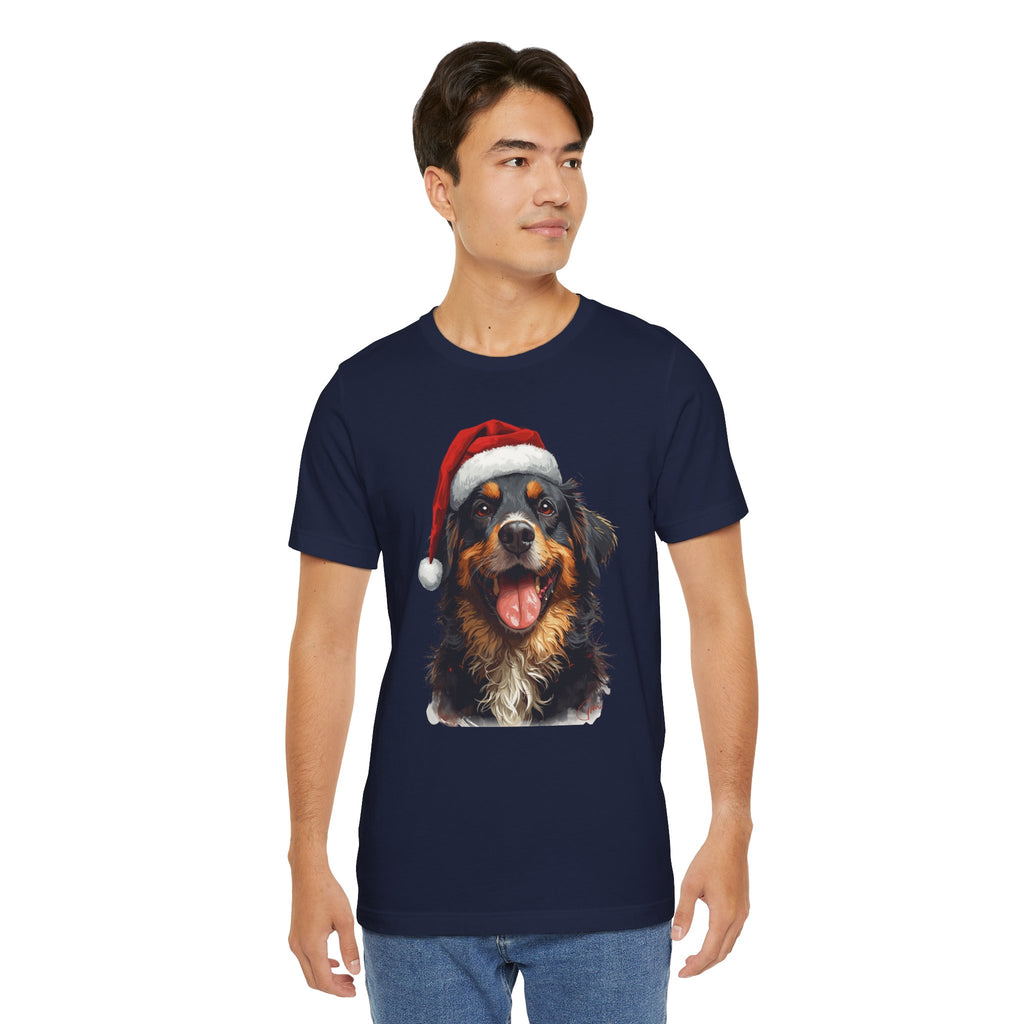 Christmas Bernese Mountain Dog T-Shirt — Santa Hat Holiday Tee