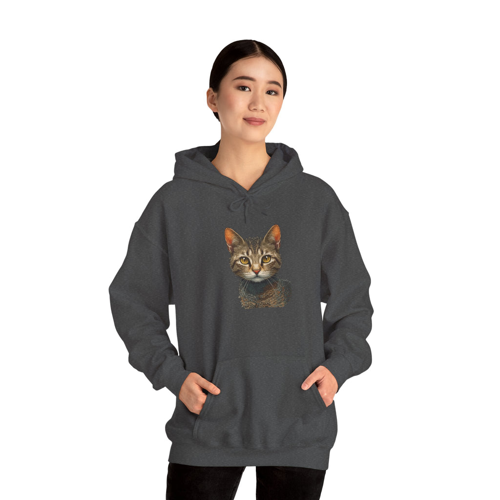 Cat Portrait Hoodie — Realistic Tabby Kitten Graphic Pullover