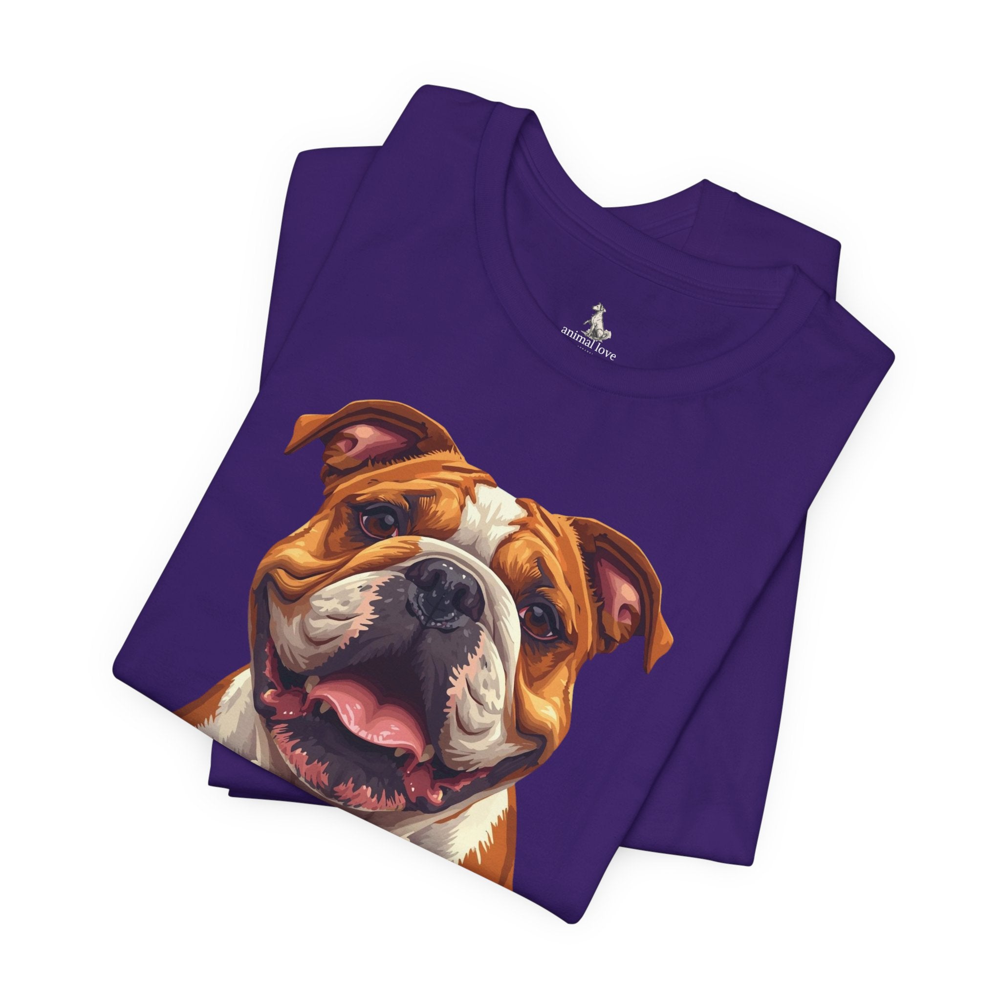 Bulldog Portrait T-Shirt — Smiling English Bulldog Graphic Tee