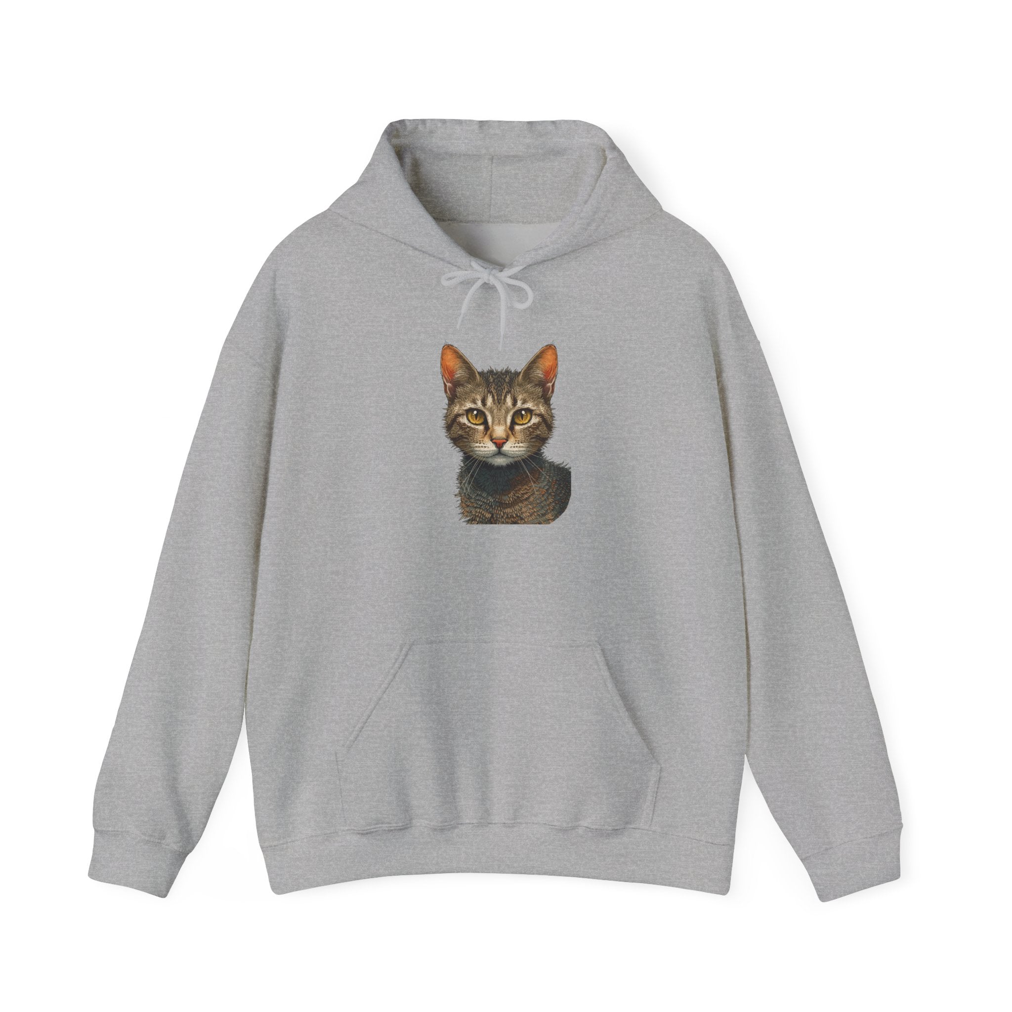 Cat Portrait Hoodie — Realistic Tabby Kitten Graphic Pullover