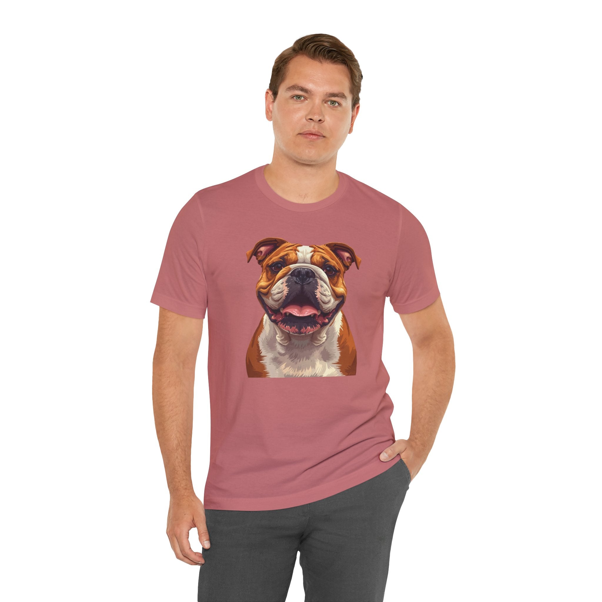 Bulldog Portrait T-Shirt — Smiling English Bulldog Graphic Tee
