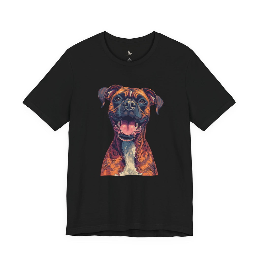 Happy Boxer Dog T‑Shirt — Colorful Portrait Pet Tee