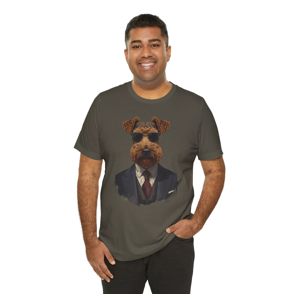 Airedale Gentleman T‑Shirt — Dog in Suit Graphic Tee
