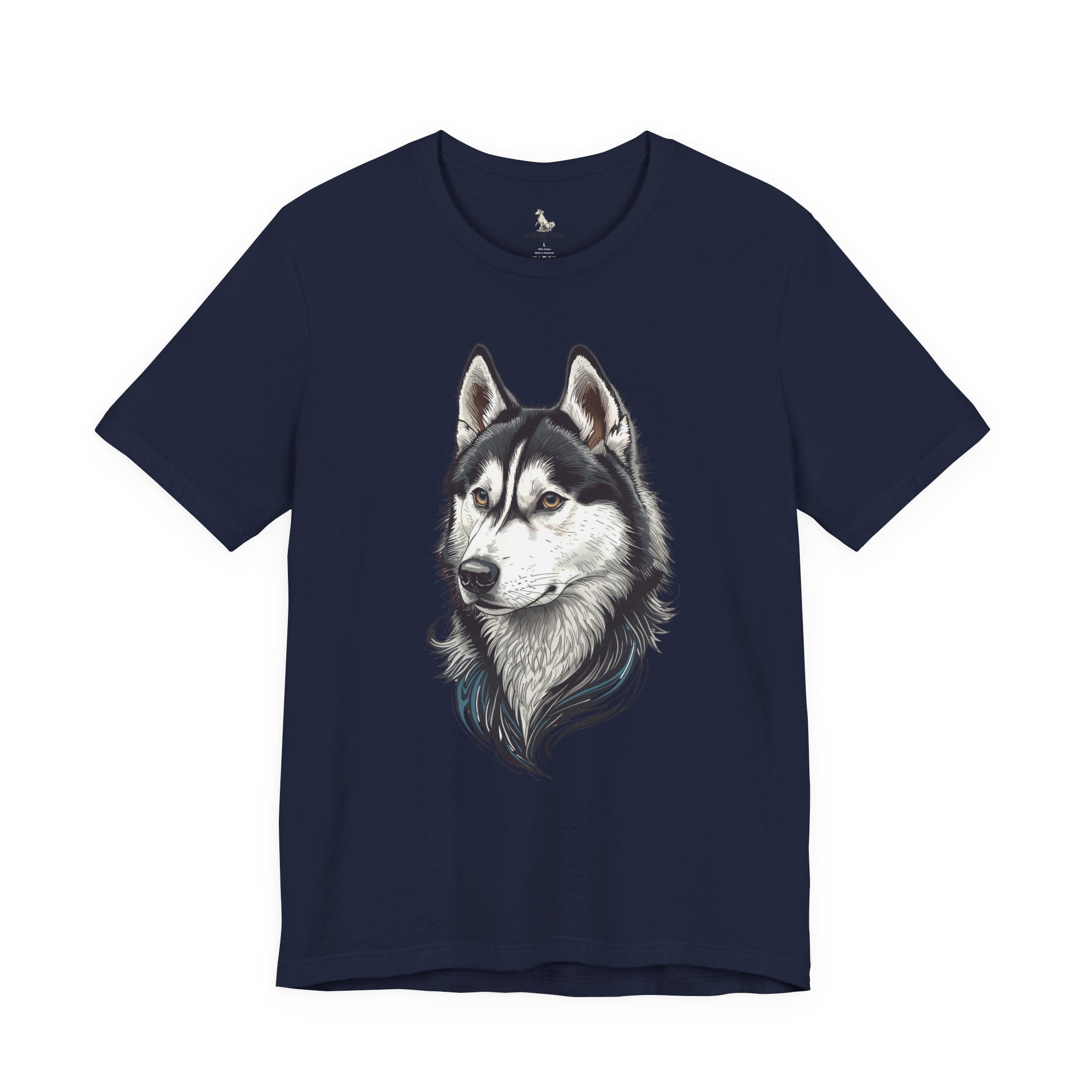 Husky Portrait T-Shirt — Realistic Siberian Husky Dog Tee