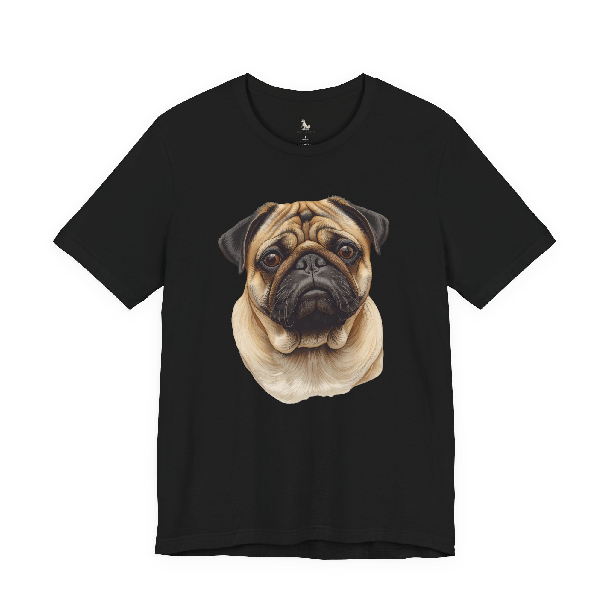 Pug Portrait T-Shirt - Realistic Dog Face Tee for Pug Lovers