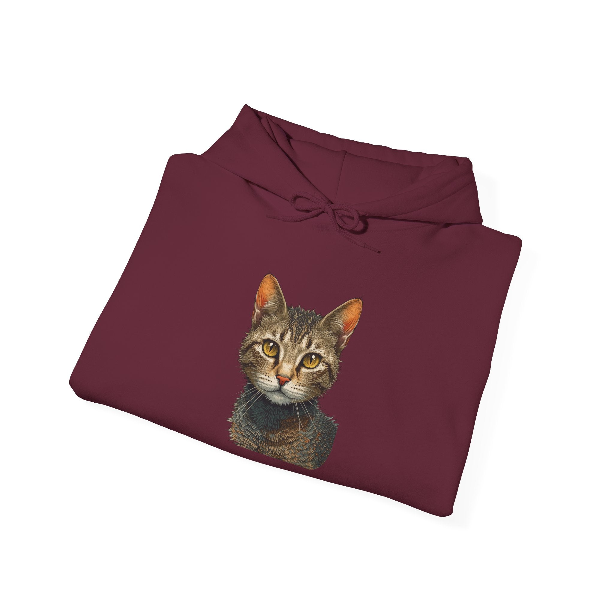 Cat Portrait Hoodie — Realistic Tabby Kitten Graphic Pullover