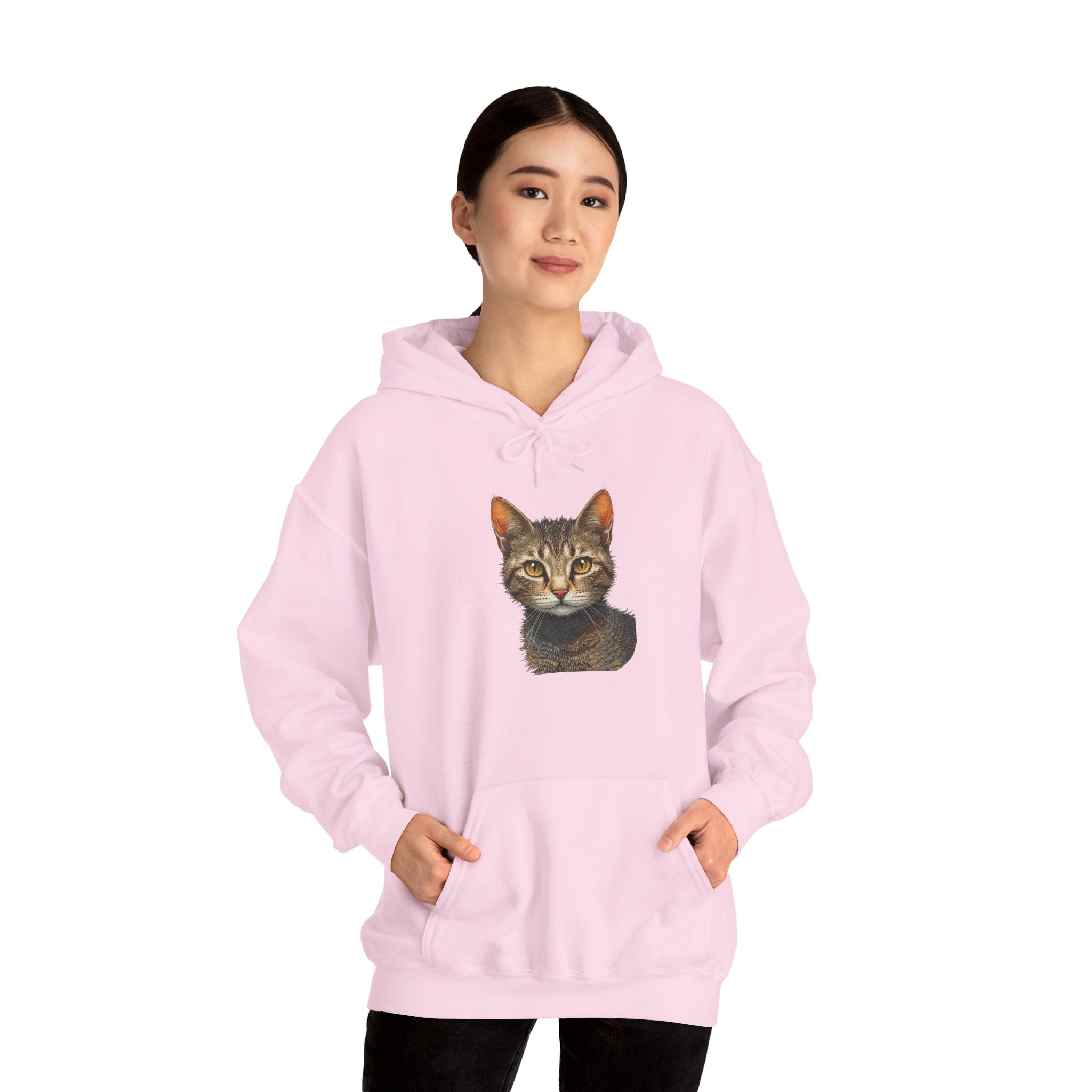 Cat Portrait Hoodie — Realistic Tabby Kitten Graphic Pullover