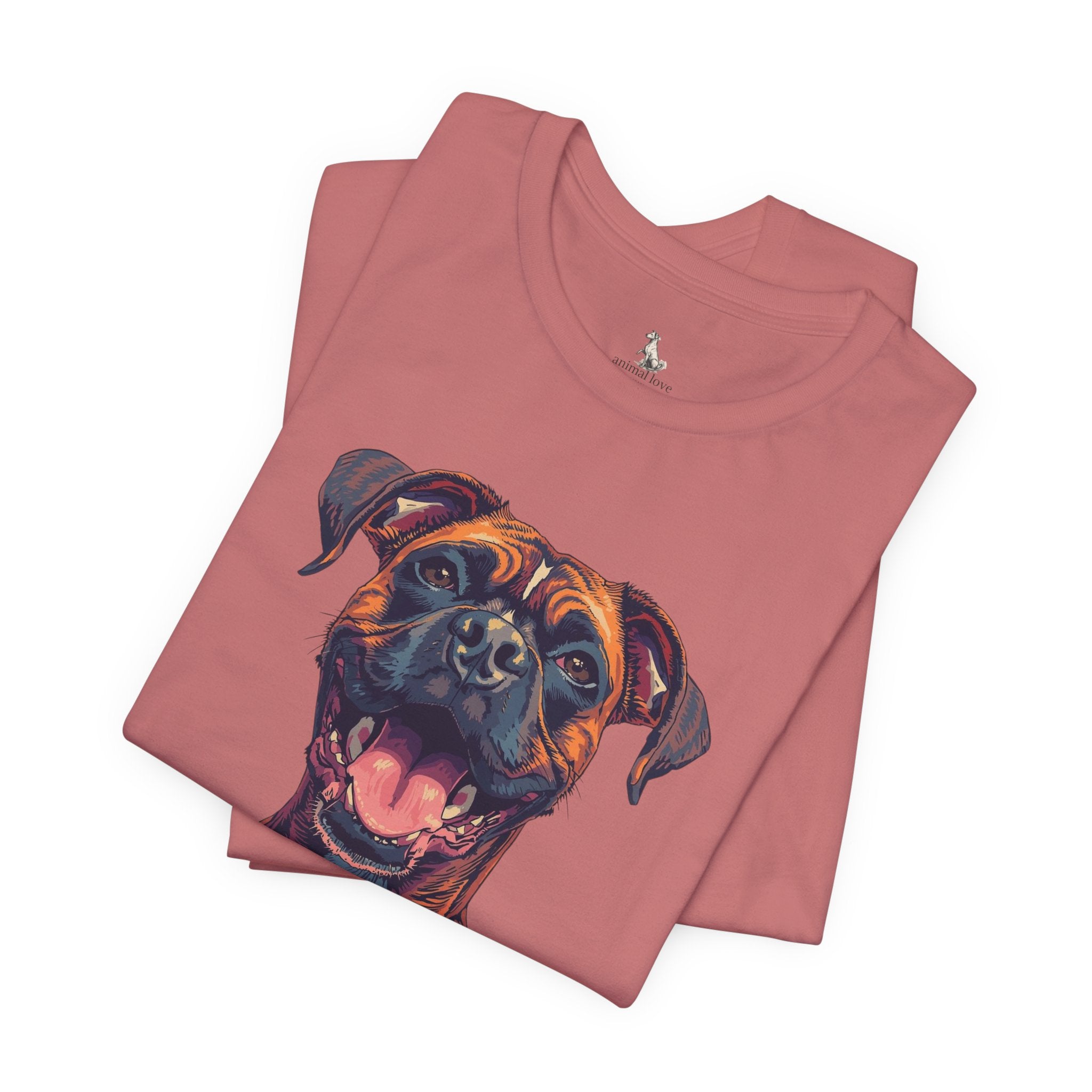 Happy Boxer Dog T‑Shirt — Colorful Portrait Pet Tee