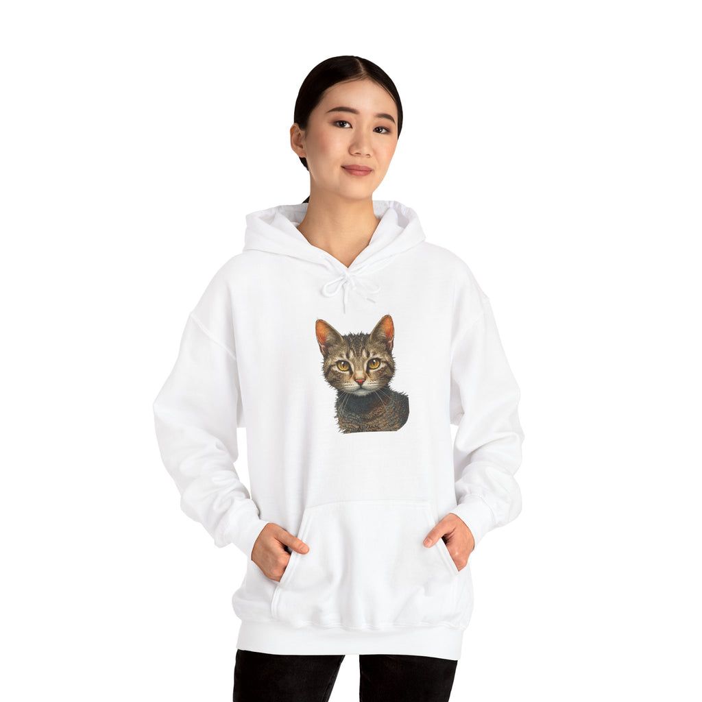 Cat Portrait Hoodie — Realistic Tabby Kitten Graphic Pullover