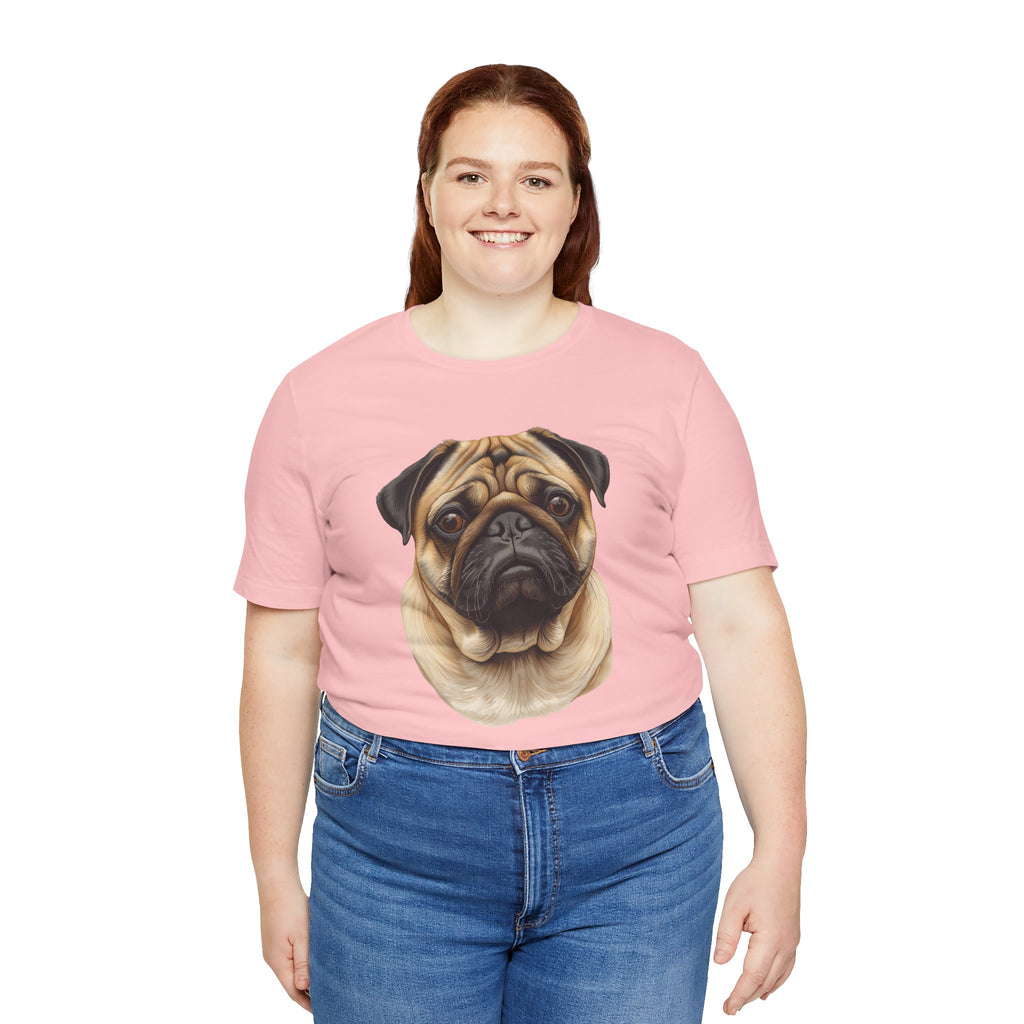 Pug Portrait T-Shirt - Realistic Dog Face Tee for Pug Lovers