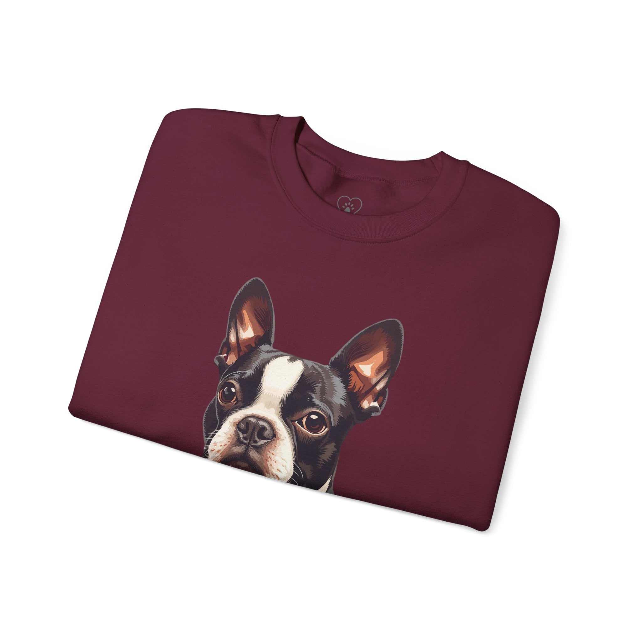Boston Terrier Portrait Sweatshirt — Cute Dog Face Crewneck for Pet Lovers