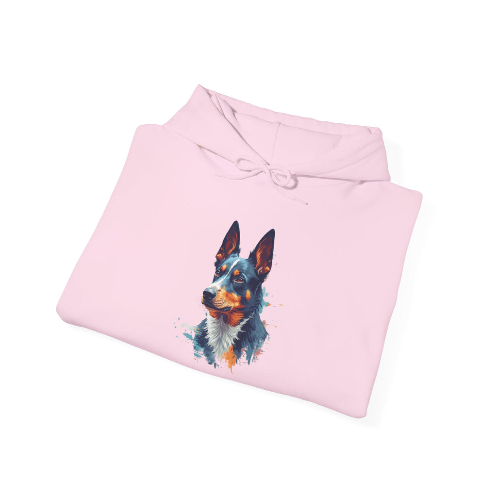 Australian Kelpie Watercolor Hoodie — Artistic Dog Portrait Pullover