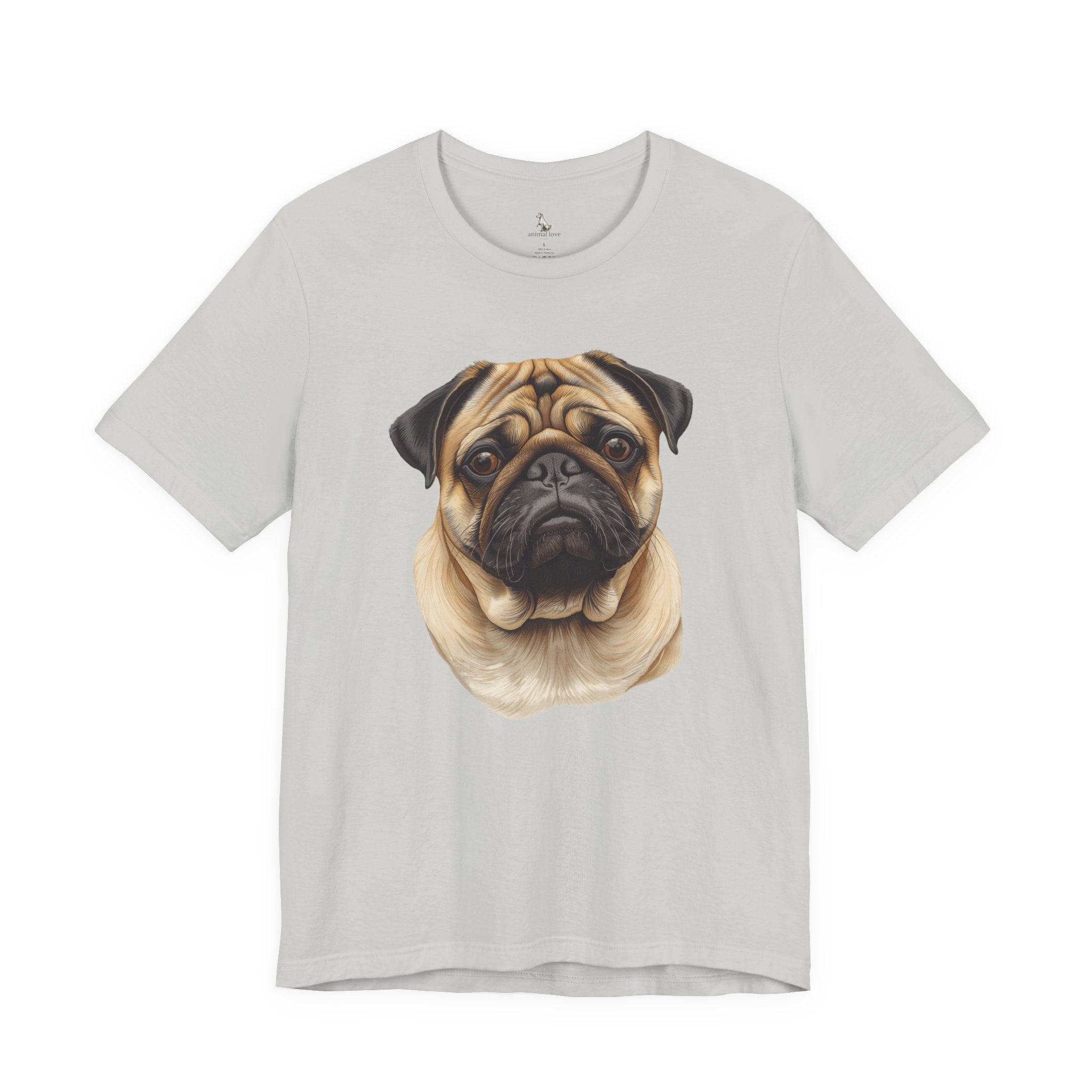 Pug Portrait T-Shirt - Realistic Dog Face Tee for Pug Lovers