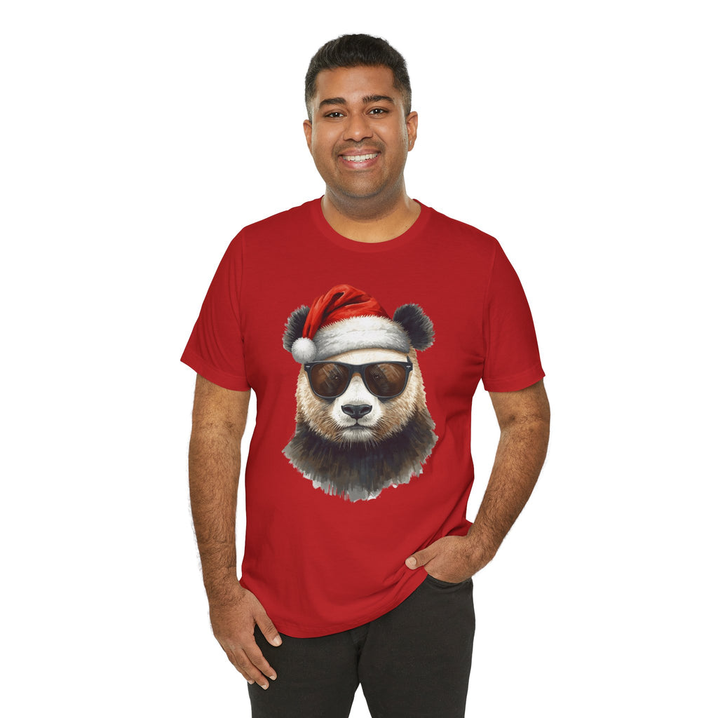 Panda With Santa Hat T-Shirt – Cool Sunglasses Holiday Tee