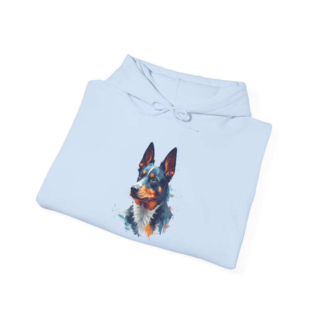 Australian Kelpie Watercolor Hoodie — Artistic Dog Portrait Pullover