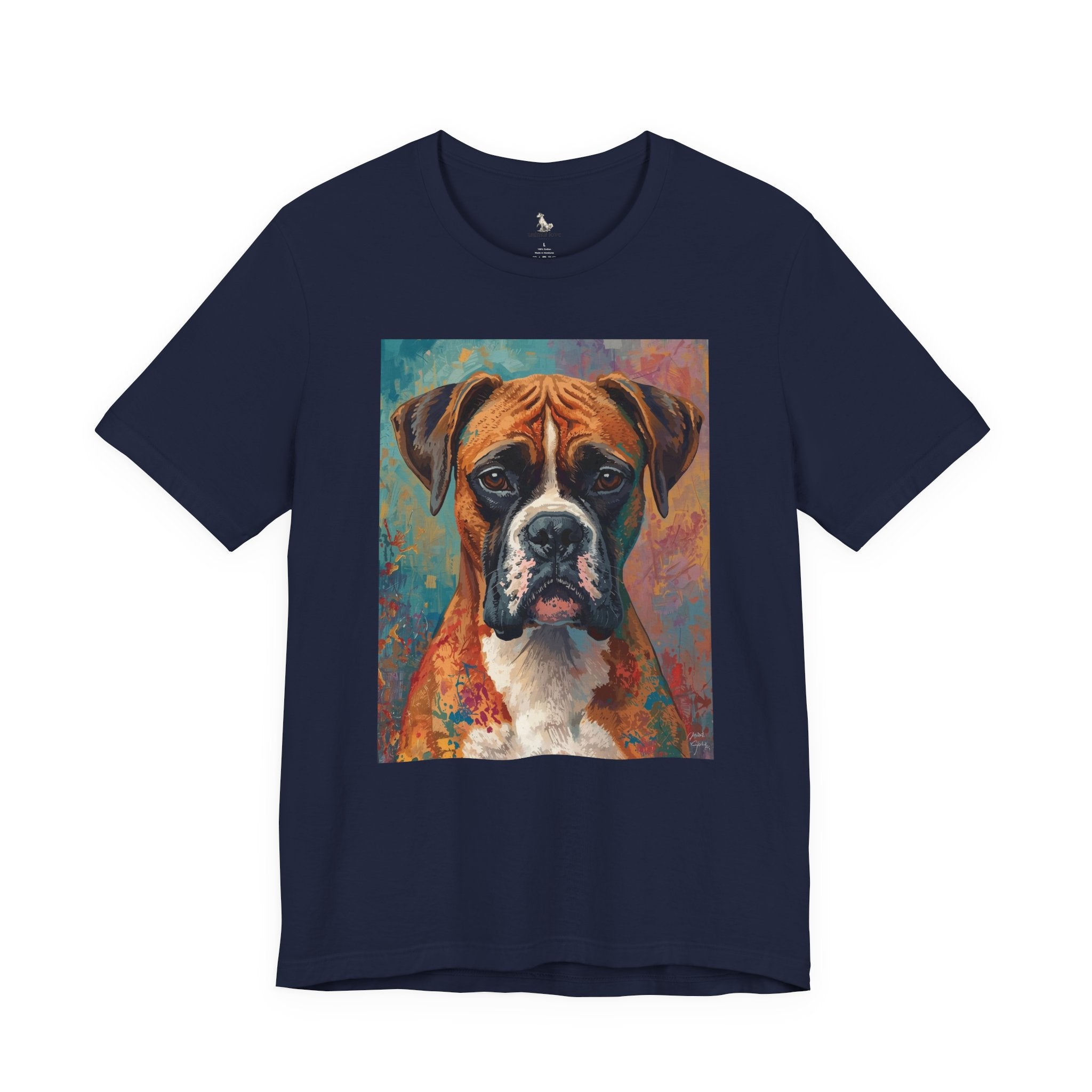 Boxer Dog Portrait T-Shirt — Colorful Painterly Canine Tee