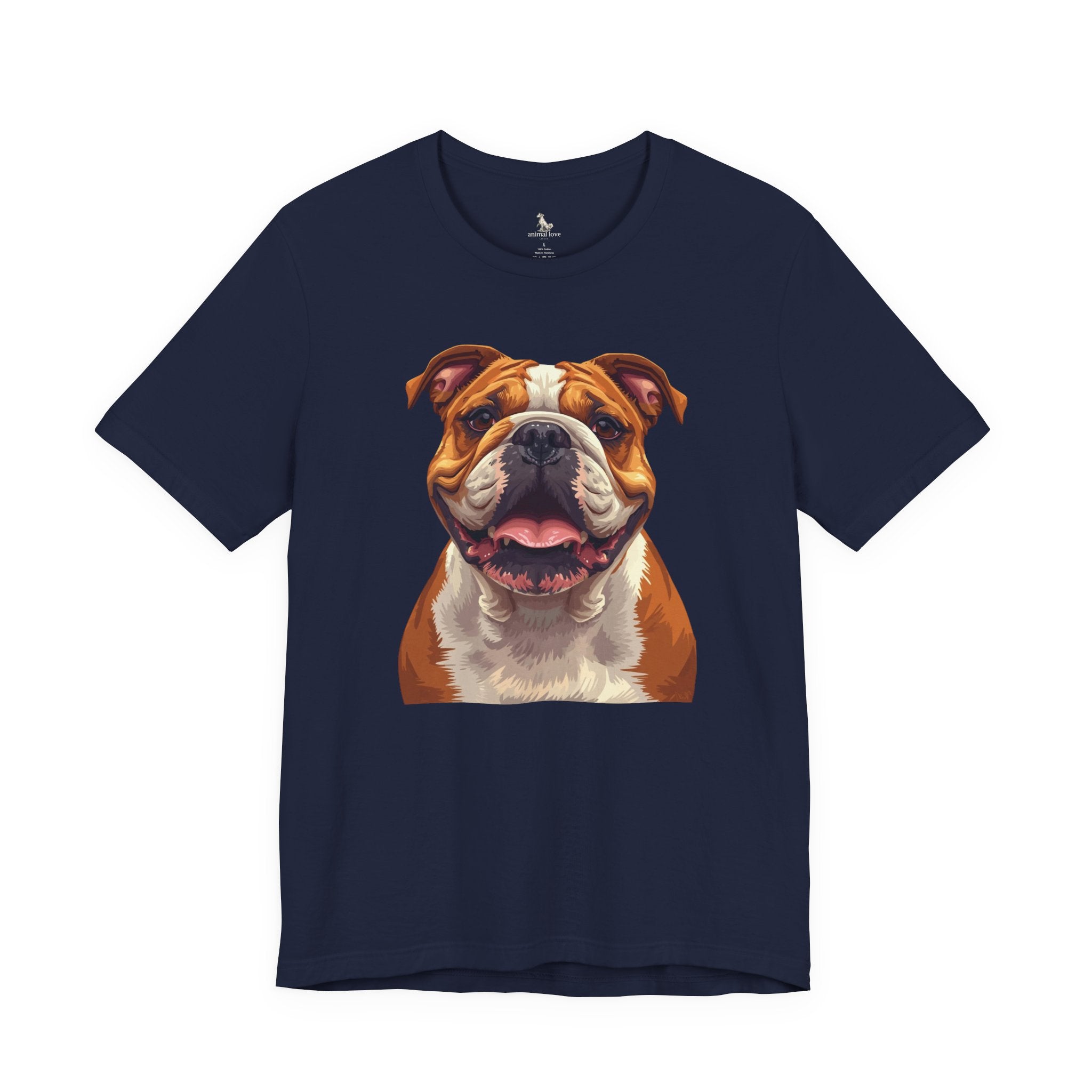 Bulldog Portrait T-Shirt — Smiling English Bulldog Graphic Tee