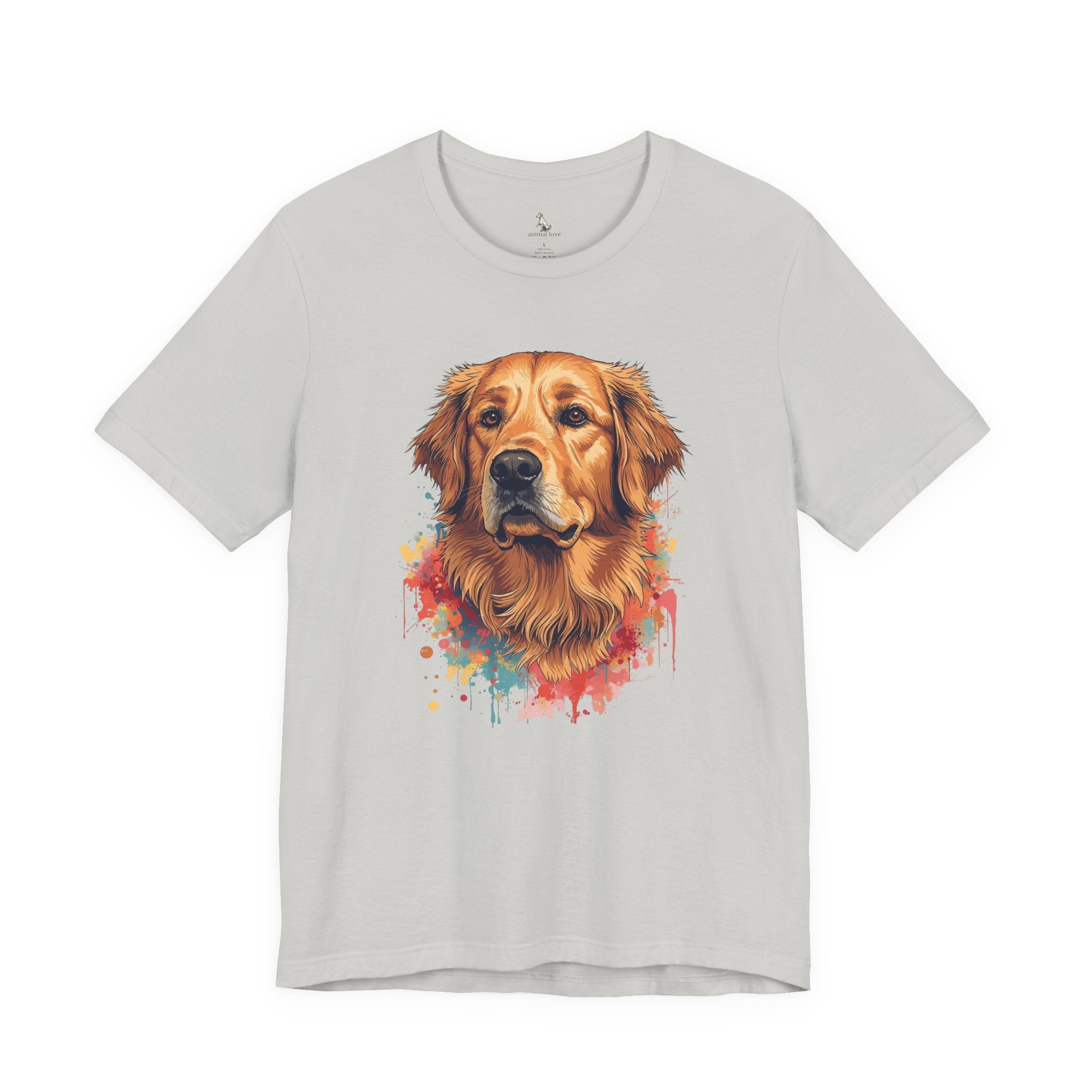 Golden Retriever Watercolor T-Shirt — Colorful Dog Portrait Tee for Dog Lovers