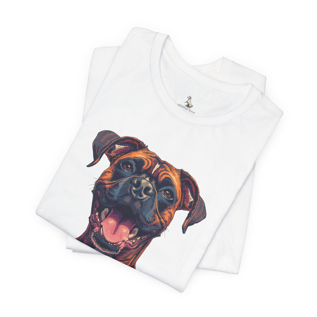 Happy Boxer Dog T‑Shirt — Colorful Portrait Pet Tee