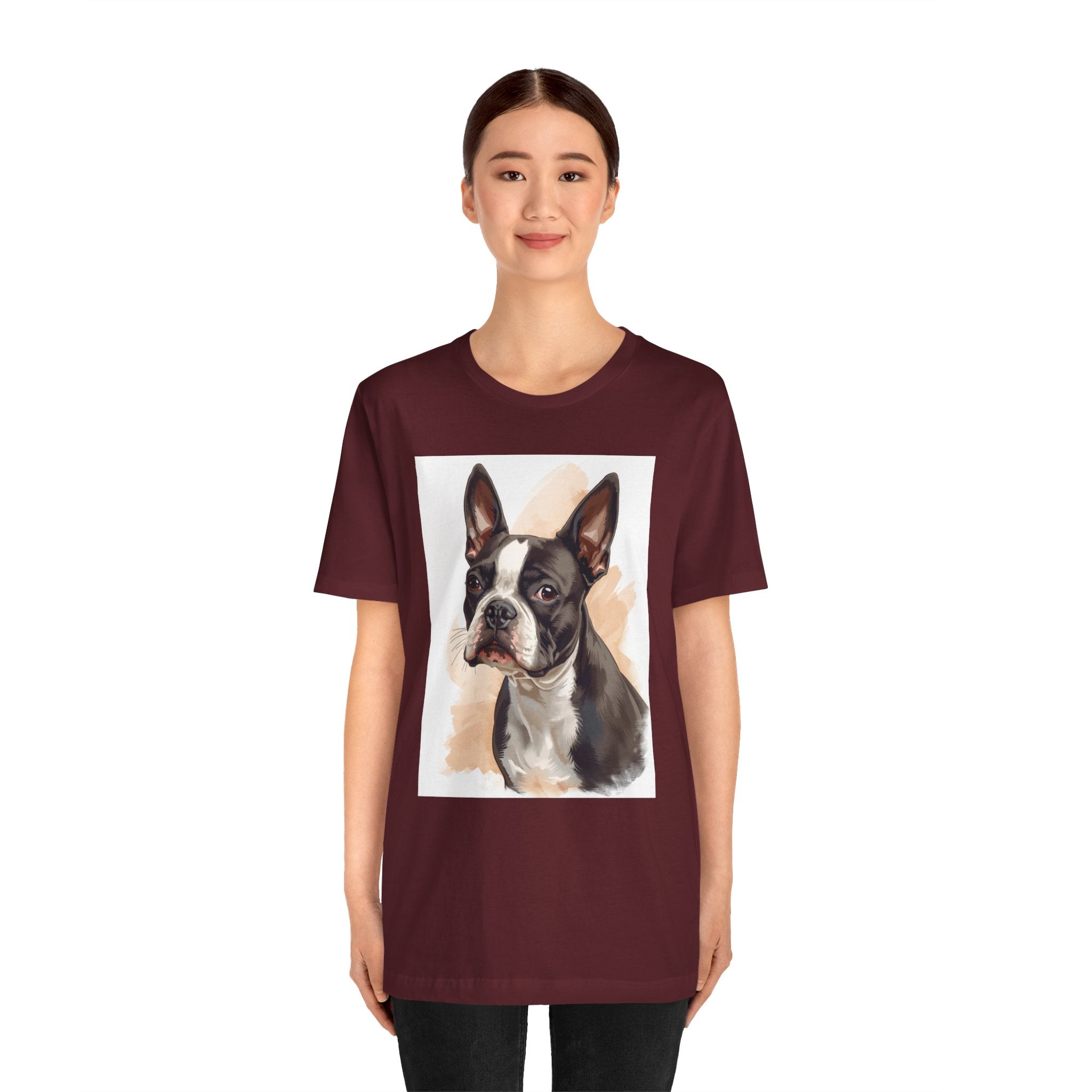 Boston Terrier Portrait T-Shirt — Watercolor Dog Lover Tee