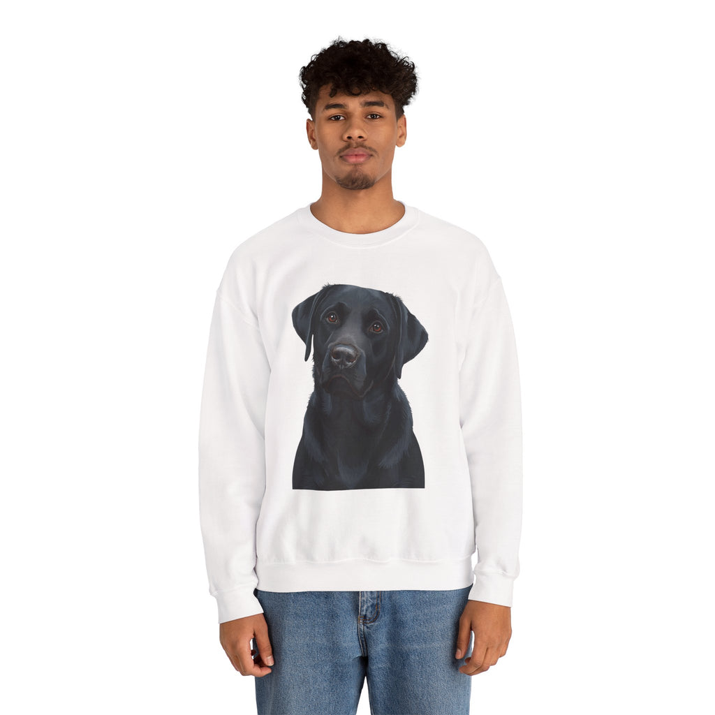 Black Labrador Portrait Crewneck Sweatshirt — Realistic Dog Print for Dog Lovers