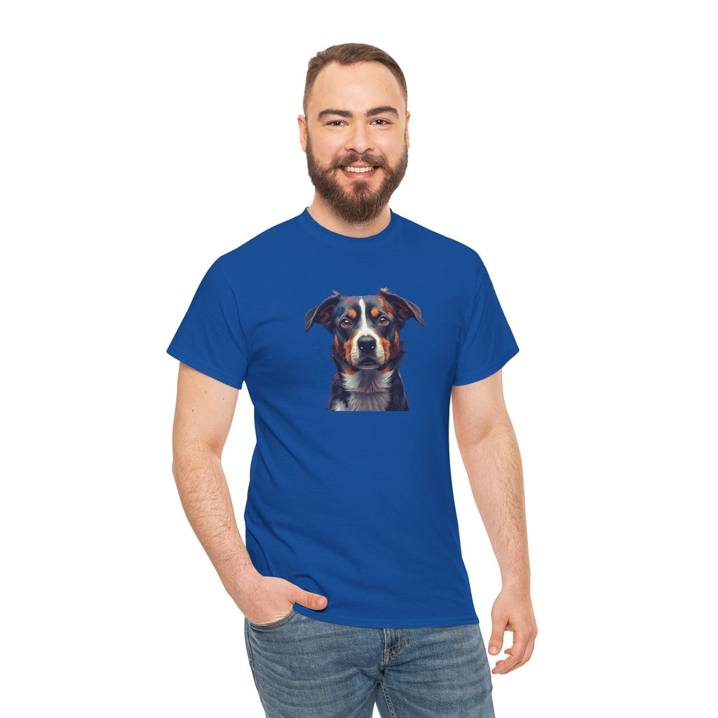Australian Shepherd Portrait T-Shirt — Realistic Dog Face Tee for Dog Lovers
