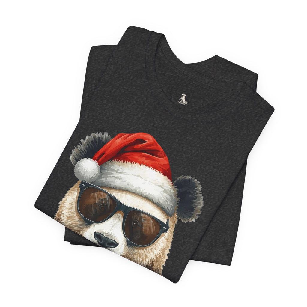 Panda With Santa Hat T-Shirt – Cool Sunglasses Holiday Tee