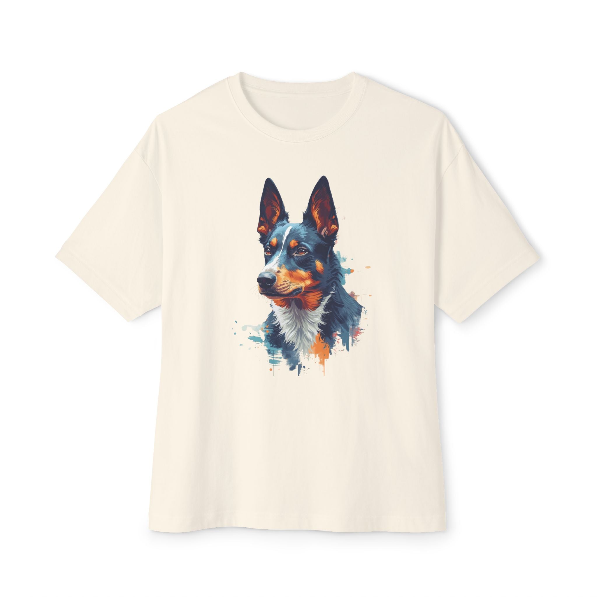 Australian Kelpie Watercolor Tee — Dog Lover Oversized Boxy Shirt