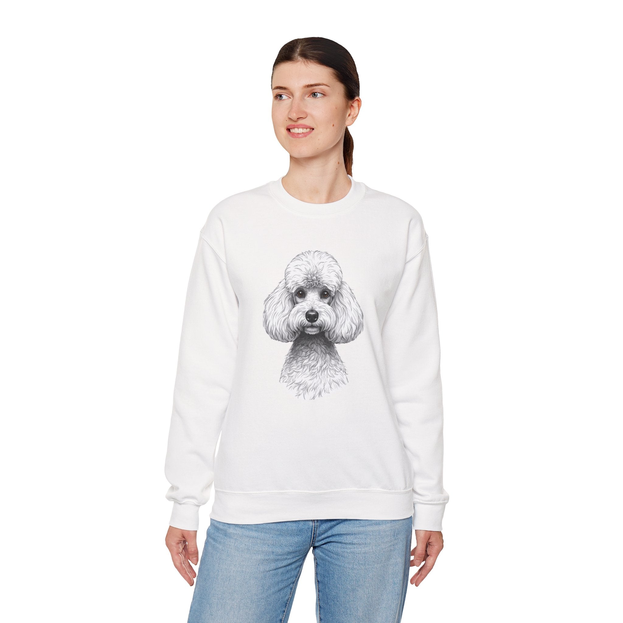 Poodle Portrait Crewneck Sweatshirt – Realistic Dog Face Graphic
