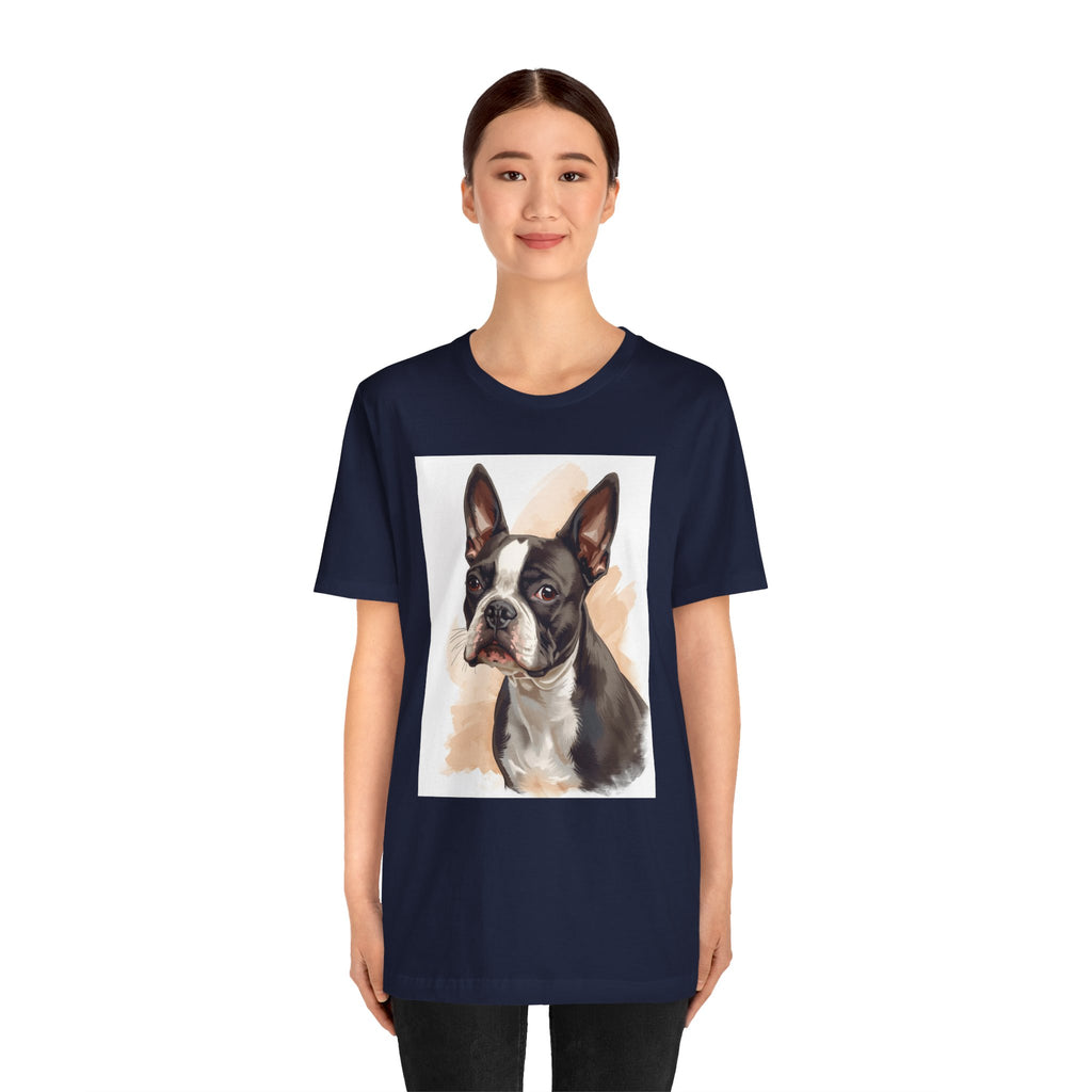 Boston Terrier Portrait T-Shirt — Watercolor Dog Lover Tee
