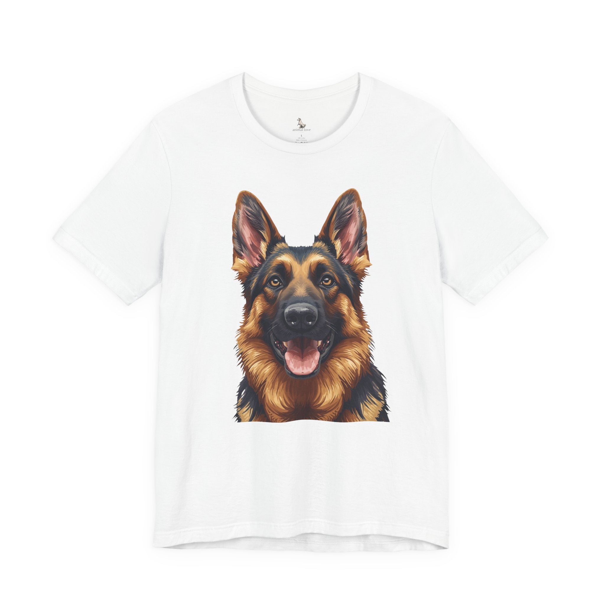 German Shepherd Portrait T‑Shirt — Realistic Dog Face Tee for Dog Lovers