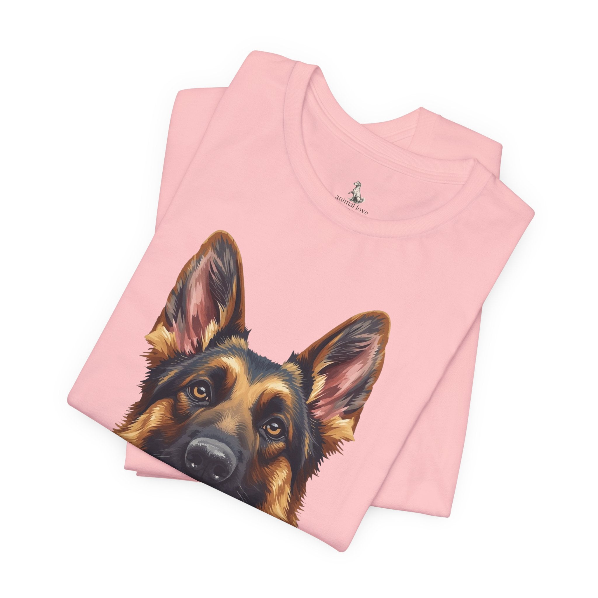 German Shepherd Portrait T‑Shirt — Realistic Dog Face Tee for Dog Lovers